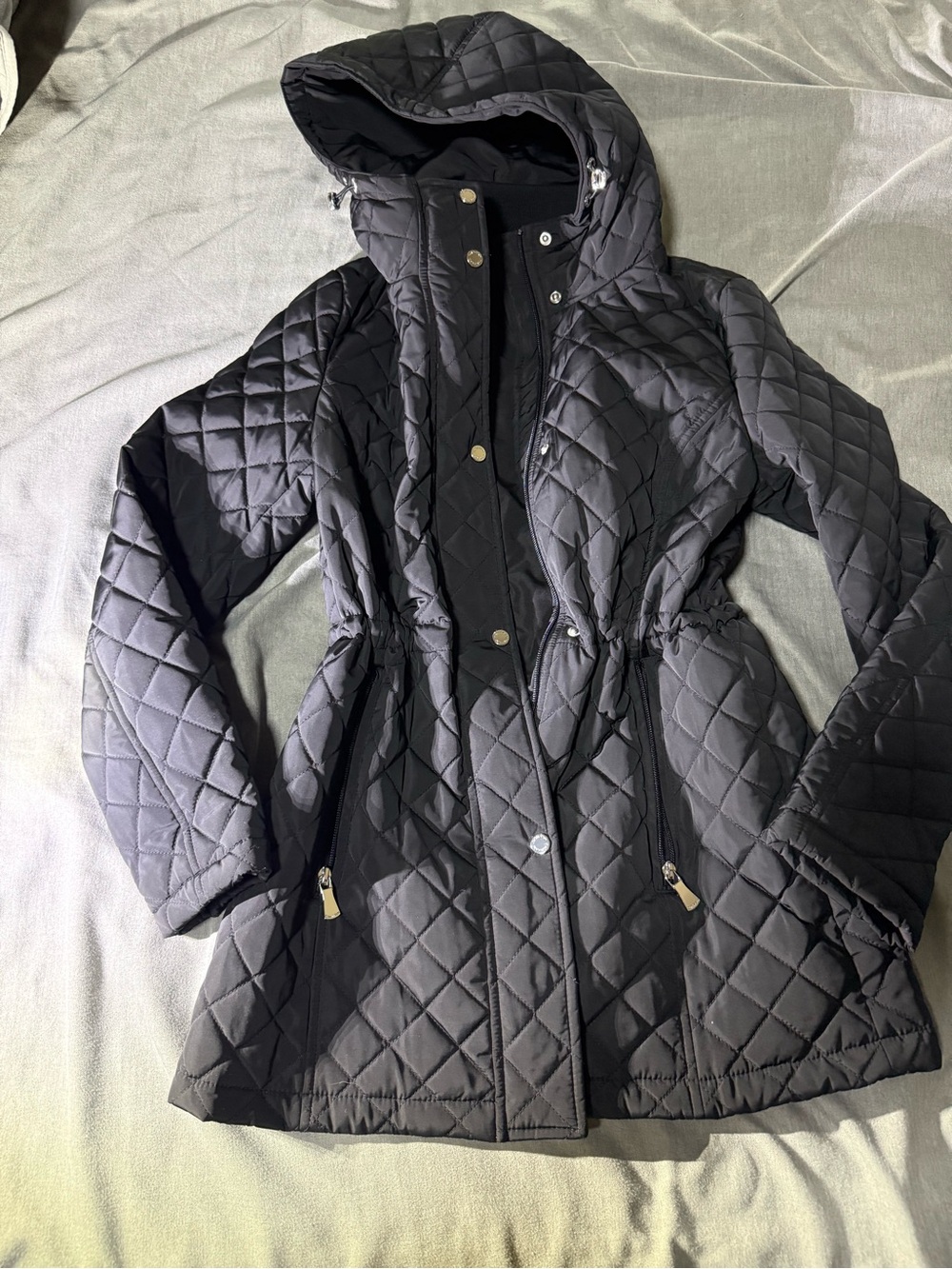 Calvin Klein Black Quilted Hooded Puffer Coat